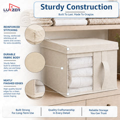 Lukzer 20 Liters Foldable Non-Woven Storage Box/Wardrobe Organizer with Lid - 1PC/Beige