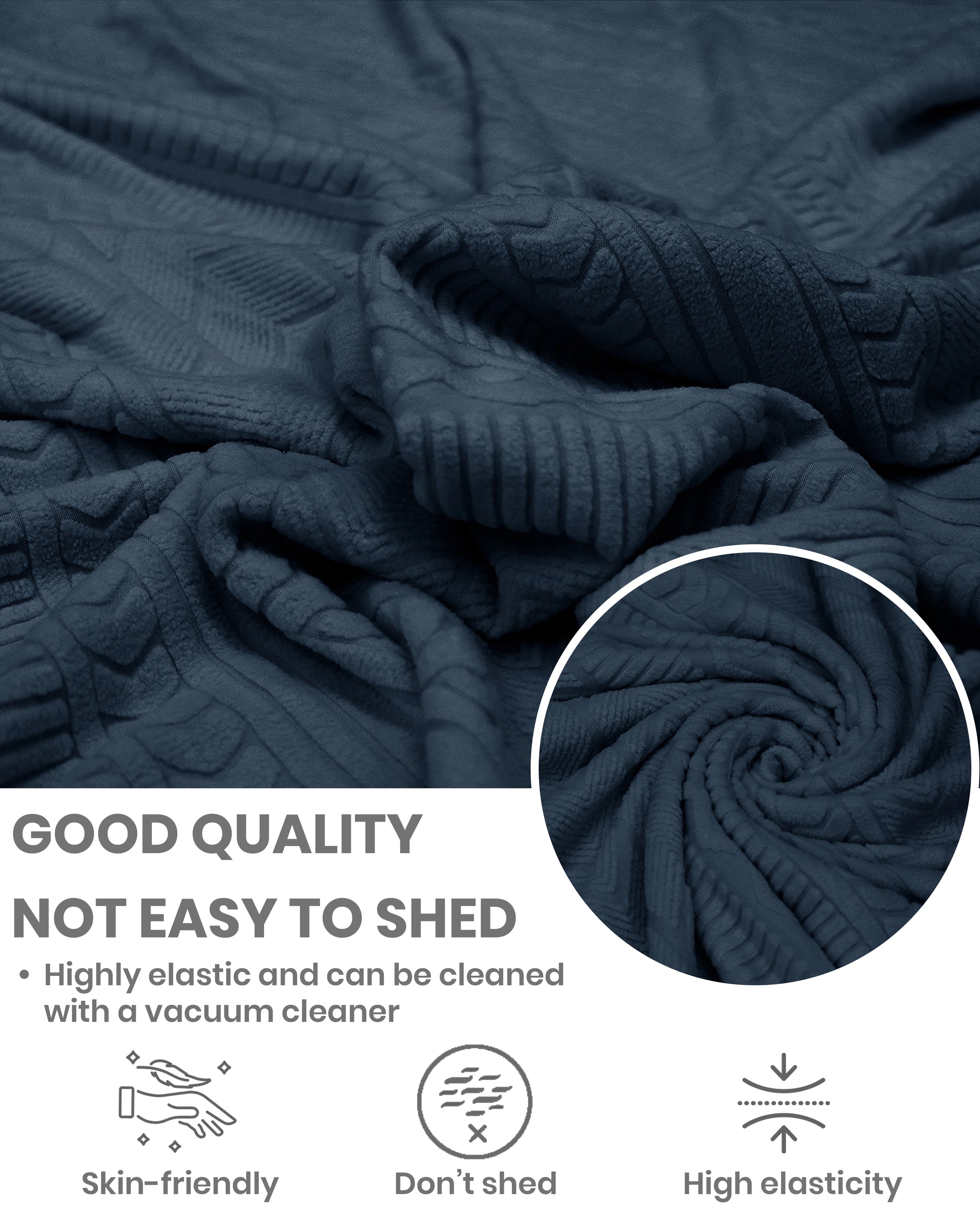Lukzer Pastel Shades Textured Sofa Cover - Marine Blue Zigzag (SC-139-01)