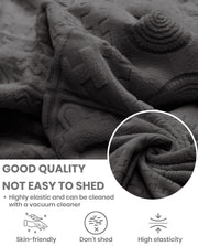 Lukzer Pastel Shades Textured Sofa Cover - Dark Grey Tribal Design (SC-137-01)