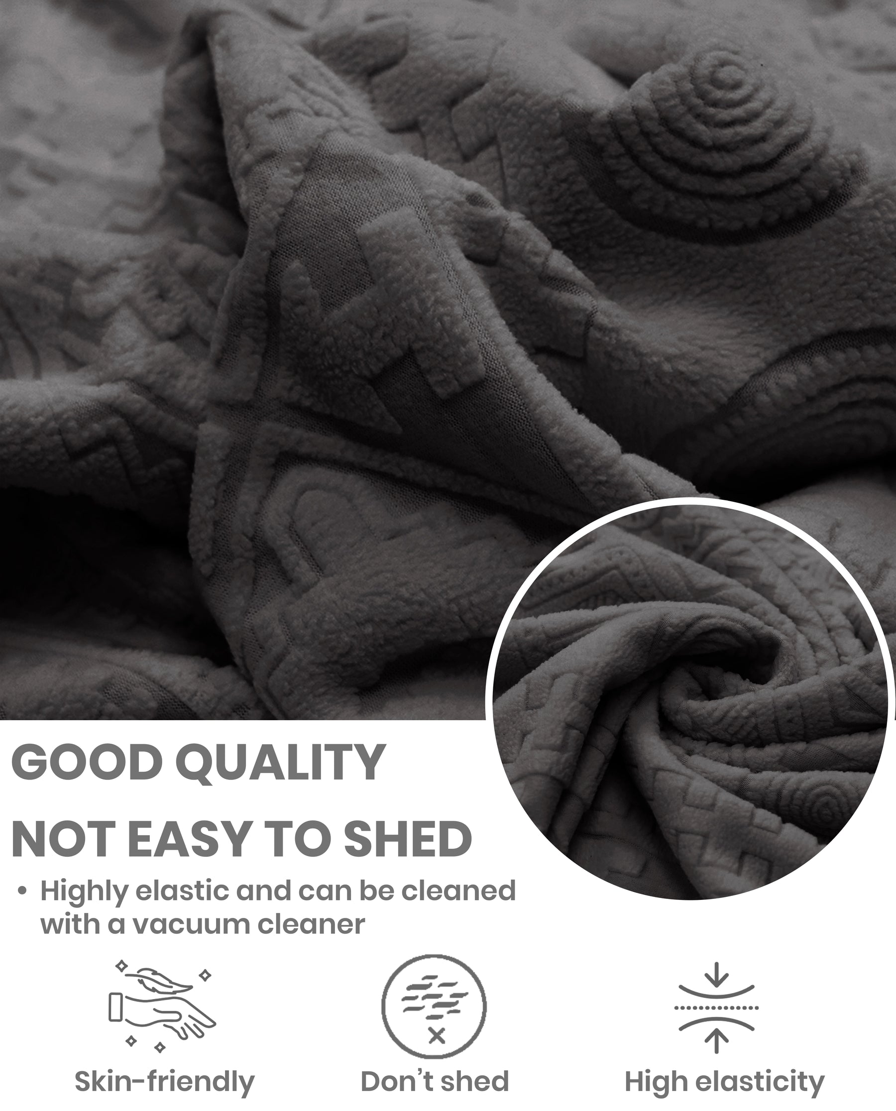 Lukzer Pastel Shades Textured Sofa Cover - Dark Grey Tribal Design (SC-137-01)