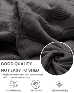 Lukzer Pastel Shades Textured Sofa Cover - Dark Grey Tribal Design (SC-137-01)