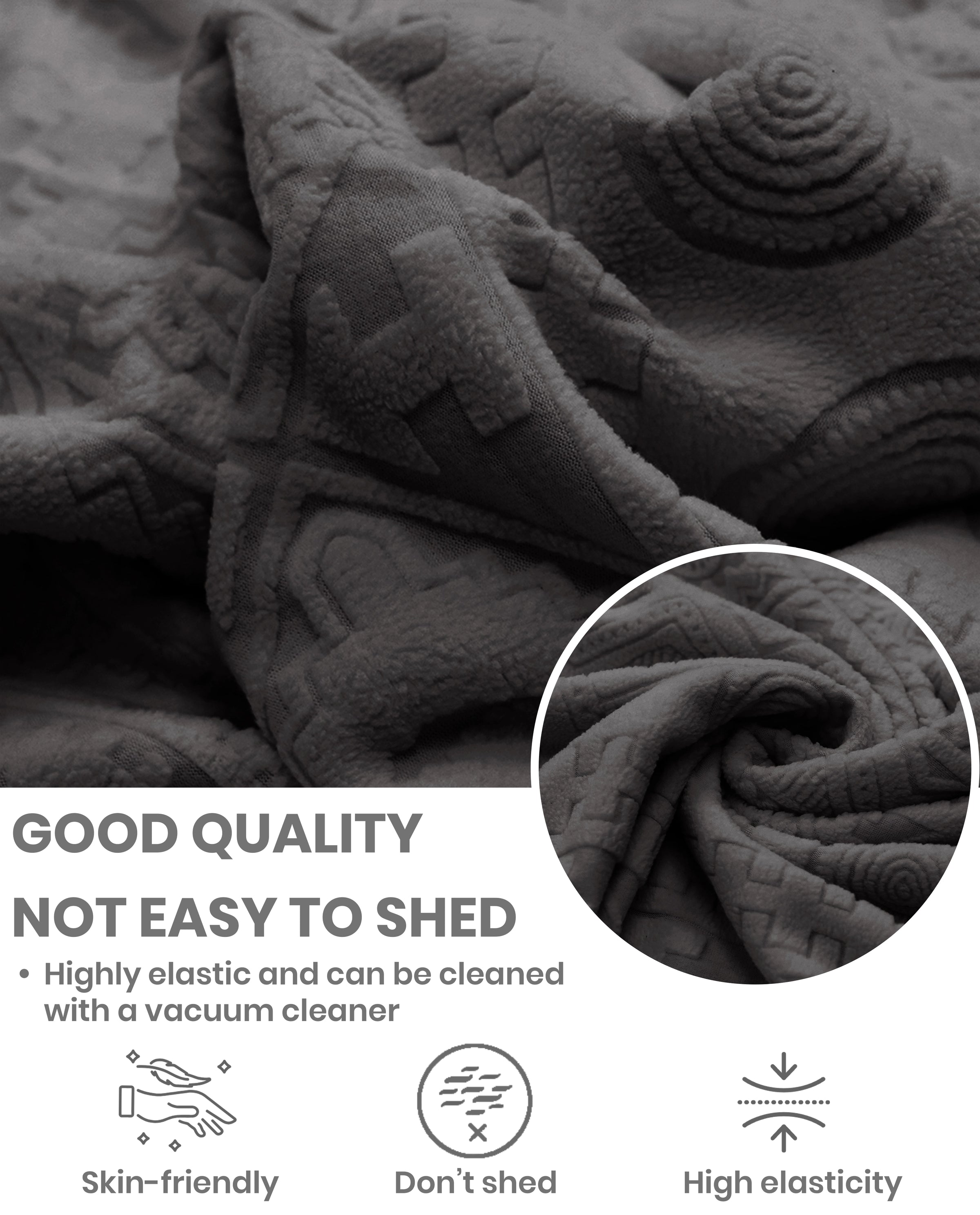 Lukzer Pastel Shades Textured Sofa Cover - Dark Grey Tribal Design (SC-137-01)