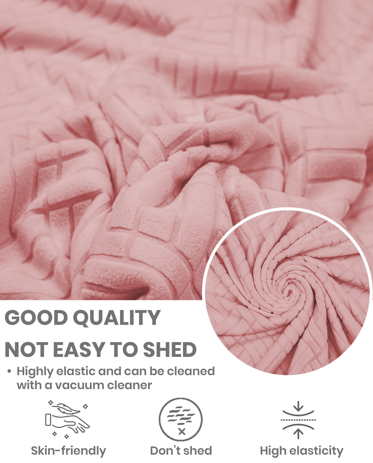 Lukzer Pastel Shades Textured Sofa Cover - Pink Abstract (SC-168-01)