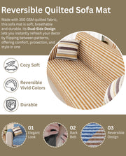 Lukzer Reversible Quilted Sofa Mat with Arms Optical Stripe (SC-184-01/A)
