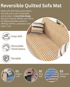 Lukzer Reversible Quilted Sofa Mat with Arms Optical Stripe (SC-184-01/A)