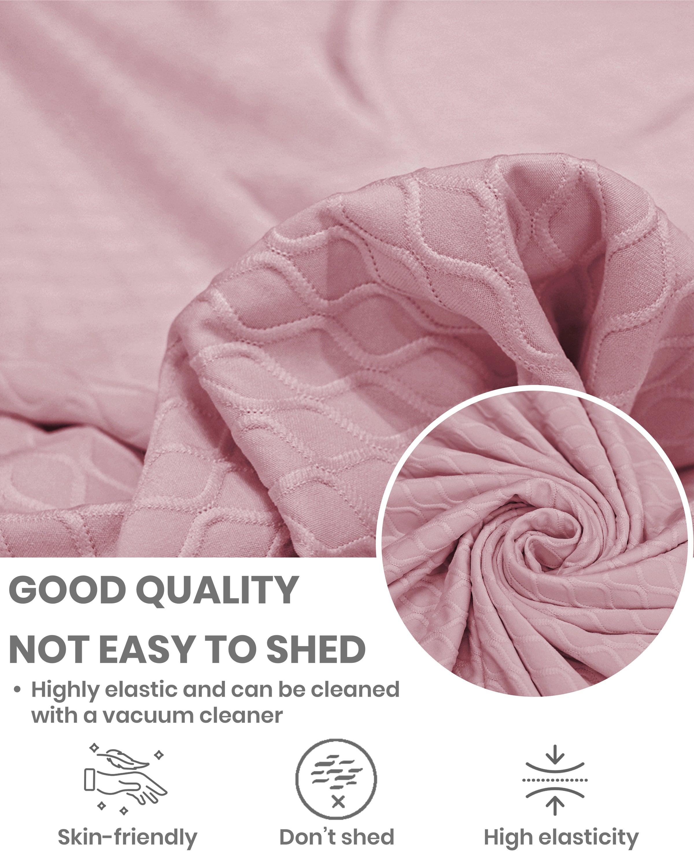 Lukzer Pastel Shades Textured Sofa Cover - Pink Curved Diamond (SC-088-01)
