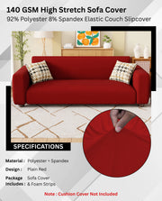 Lukzer Polyester Sofa Cover  Plain Red (SC-032-01)