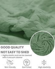 Lukzer Pastel Shades Textured Sofa Cover - Green Square Knit (SC-174-01)