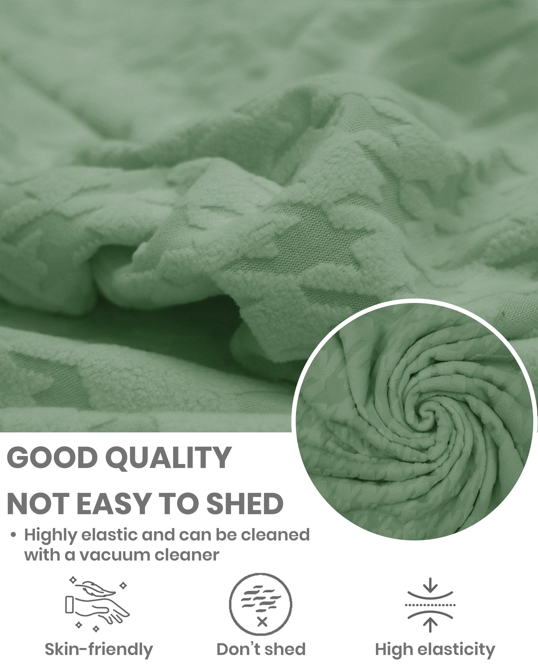 Lukzer Pastel Shades Textured Sofa Cover - Green Square Knit (SC-174-01)