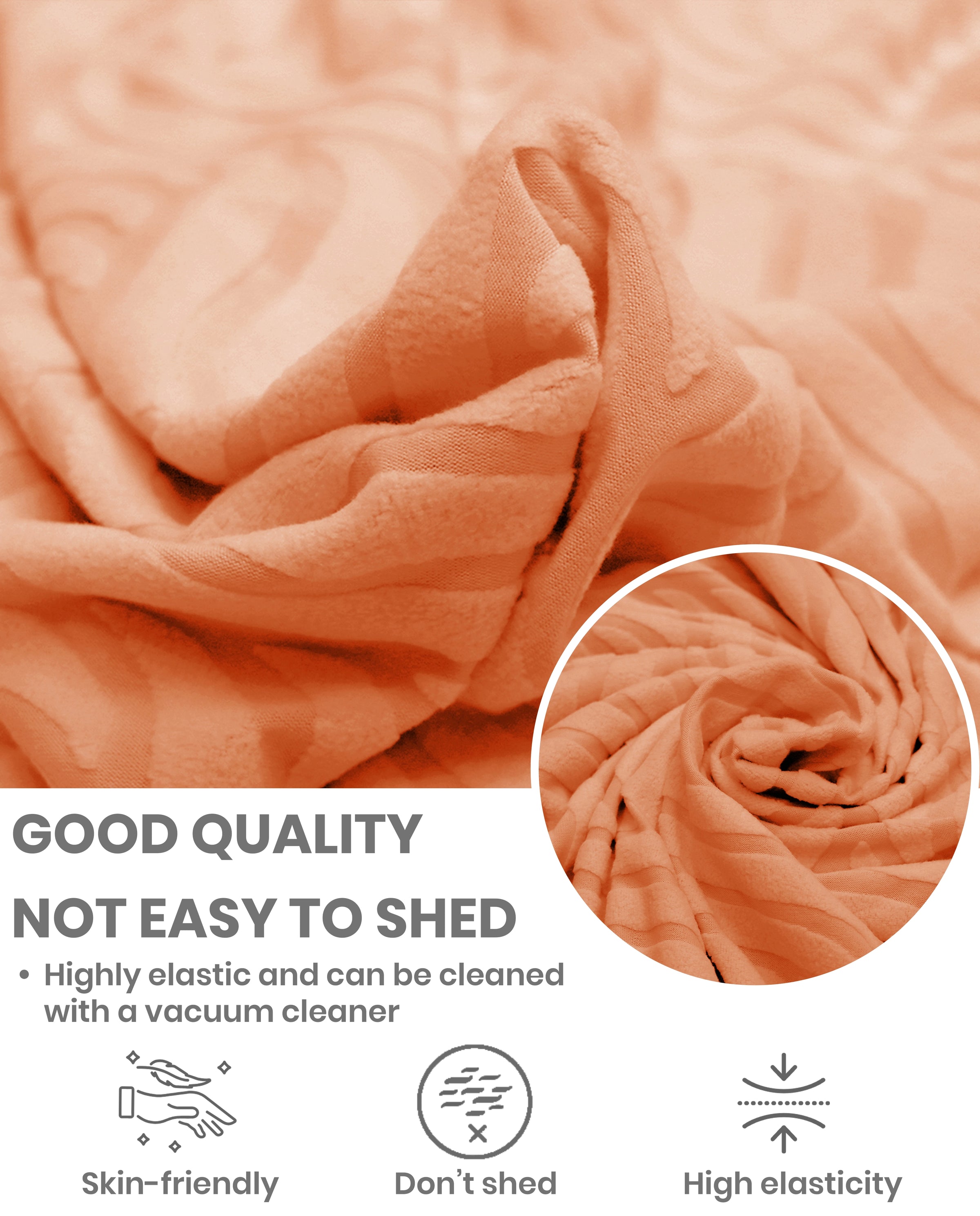 Lukzer Pastel Shades Textured Sofa Cover -  Orange Ripple Lines (SC-162-01)