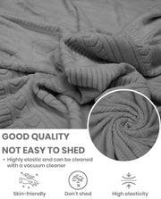 Lukzer Pastel Shades Textured Sofa Cover - Dark Grey Zigzag (SC-077-01)