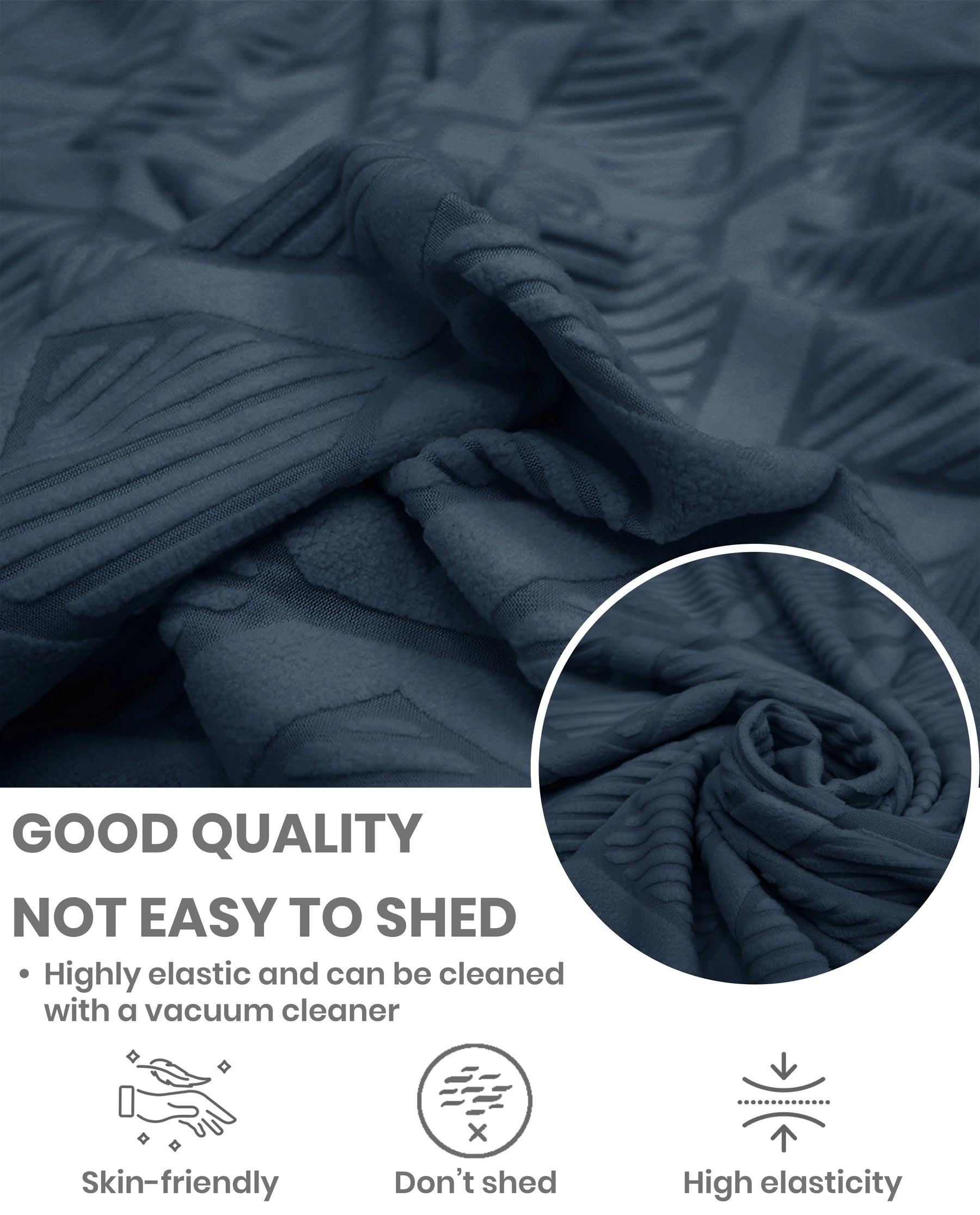 Lukzer Pastel Shades Textured Sofa Cover   Marine Blue Diamond (SC-159-01)