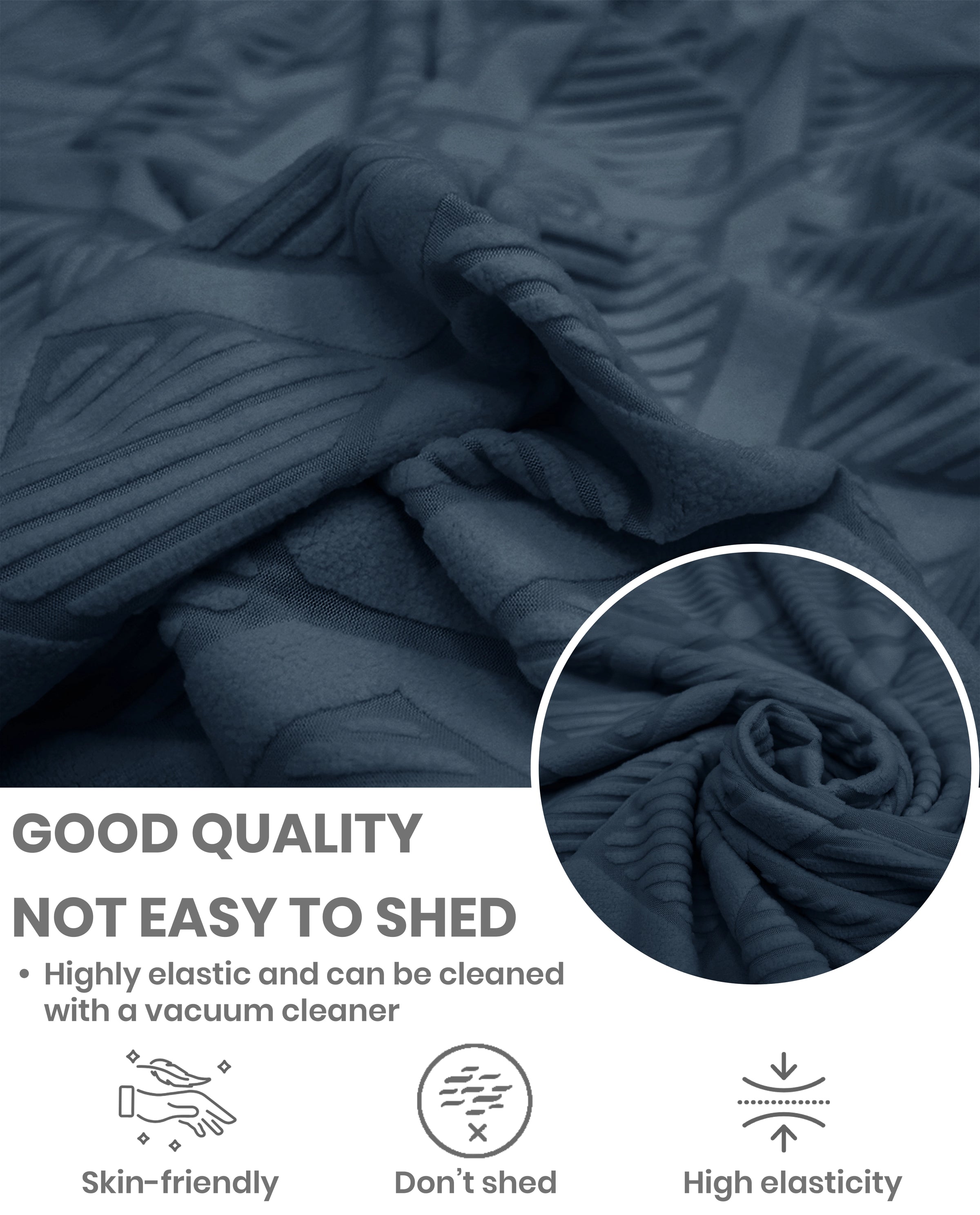 Lukzer Pastel Shades Textured Sofa Cover   Marine Blue Diamond (SC-159-01)