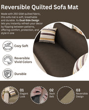 Lukzer Reversible Quilted Sofa Mat with Arms Aqua Weave Dark Brown (SC-216-01)