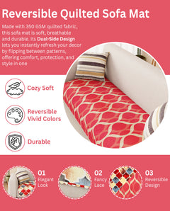 Lukzer Quilted Reversible Dessert Jewel Sofa Mat with WaveEdge Ultrasonic Cut (ONLY SEAT COVER) - SC-202-01WE