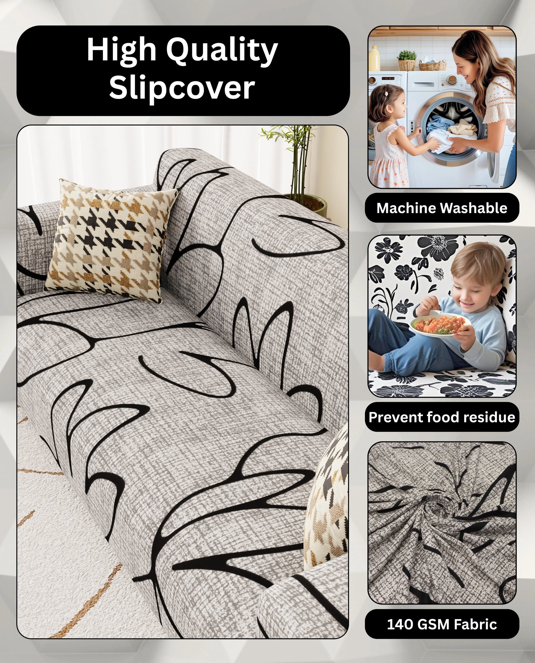 Lukzer Polyester Sofa Cover Tulip (SC-016-01)