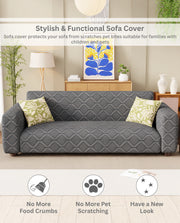 Lukzer Pastel Shades Textured Sofa Cover -  Dark Grey Diamond (SC-157-01)
