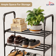 Lukzer 5-Tier Metal & Plastic Space-Saving Shoe Organizer Rack (MSR-005/Black)