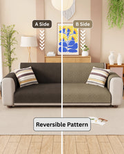 Lukzer Reversible Quilted Sofa Mat with Arms Dot Frame Dark Brown (SC-212-01)