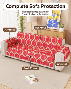 Lukzer Quilted Reversible Dessert Jewel Sofa Mat with WaveEdge Ultrasonic Cut (WITH BACK & HAND REST) - SC-202-01WB