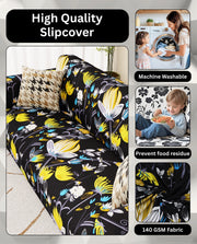 Lukzer Polyester Sofa Cover Yellow Lotus (SC-019-01)