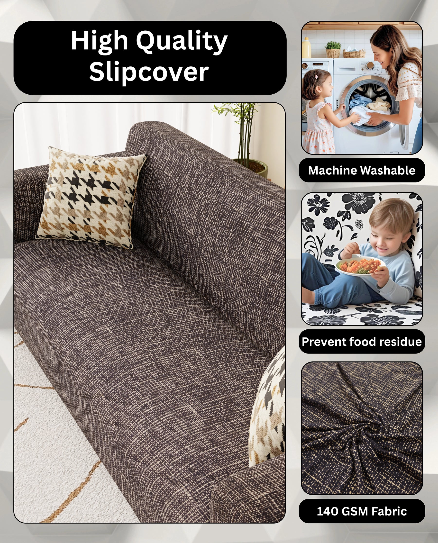Lukzer Polyester Sofa Cover  Brown Lining (SC-024-01)