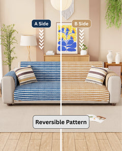Lukzer Reversible Quilted Sofa Mat with Arms Optical Stripe (SC-184-01/A)