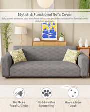 Lukzer Pastel Shades Textured Sofa Cover -  Dark Grey Leaf Trail (SC-125-01)