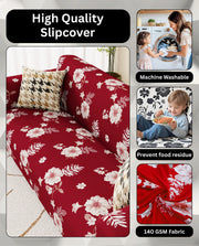 Lukzer Polyester Sofa Cover Red Flower (SC-014-01)