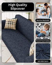 Lukzer Polyester Sofa Cover  Dark Blue Lining (SC-023-01)
