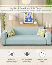 Lukzer Pastel Shades Textured Sofa Cover - Blue Curved Diamond (SC-086-01)