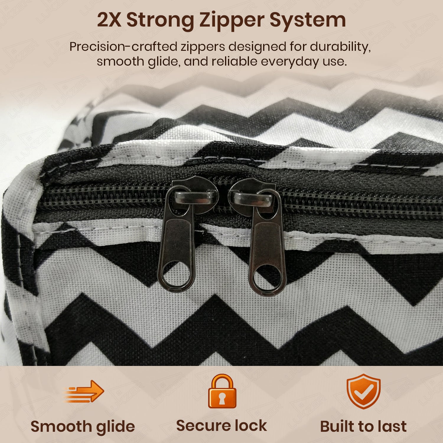 Lukzer 6 Pcs Zigzag Printed Large Size with Zip Closure & Mesh Window Saree Covers (Non-Woven)