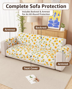 Lukzer Quilted Reversible Terra Bloom Sofa Mat with WaveEdge Ultrasonic Cut (WITH BACK & HAND REST) - SC-205-01WB