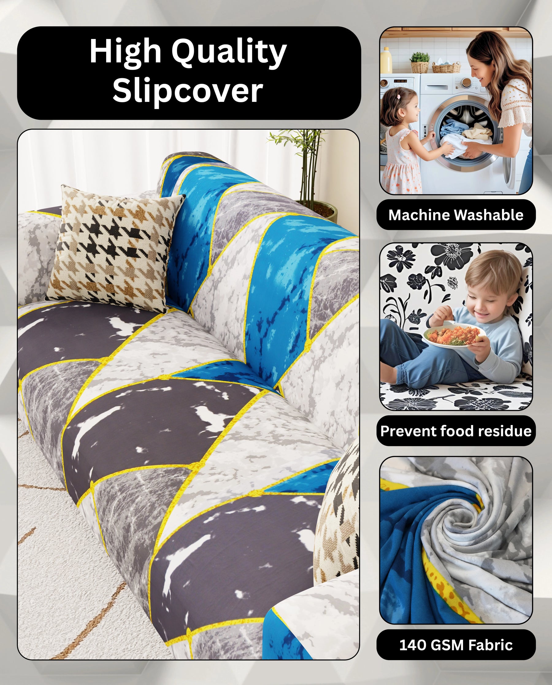 Lukzer Polyester Sofa Cover - Colorful Marble (SC-033-01)