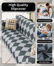 Lukzer Polyester Sofa Cover - Grey Diamond (SC-038-01)
