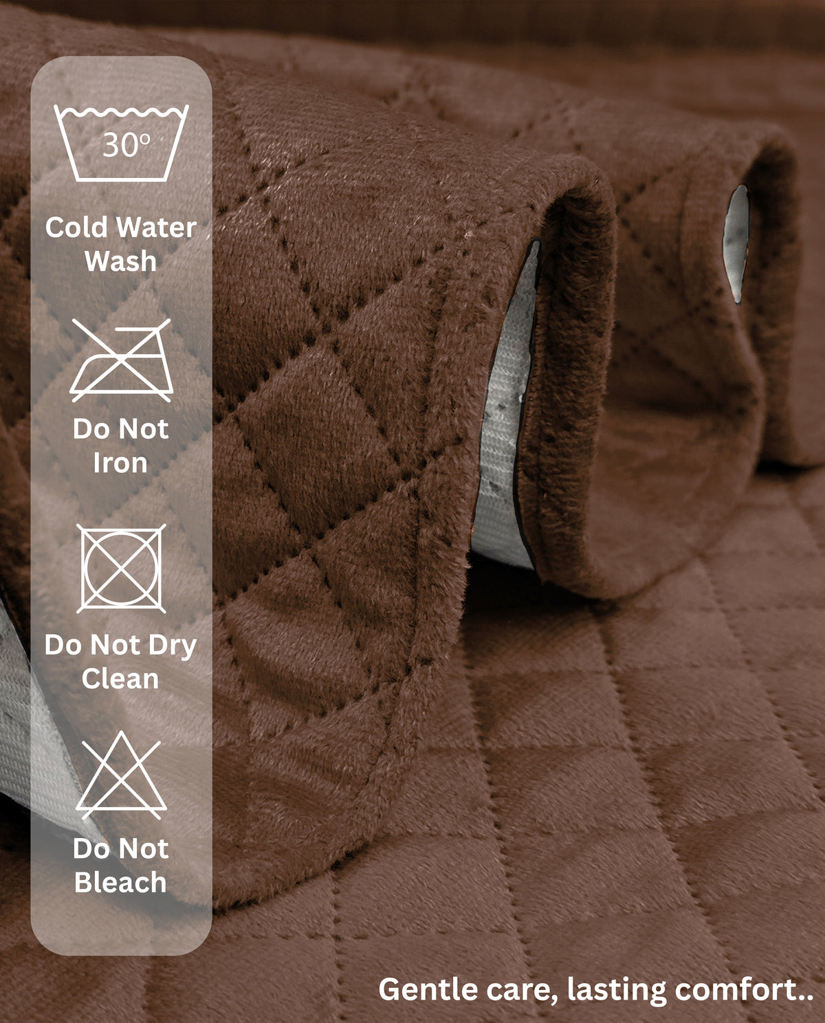 Lukzer Quilted Velvet Sofa Mat Caramel Brown (SC-222-01)