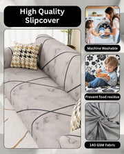 Lukzer Polyester Sofa Cover - Grey Marble (SC-039-01)
