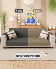 Lukzer Reversible Quilted Sofa Mat with Arms Dot Frame Grey (SC-213-01)