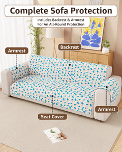 Lukzer Quilted Reversible Ikat Rose Sofa Mat with WaveEdge Ultrasonic Cut (WITH BACK & HAND REST) - SC-203-01WB