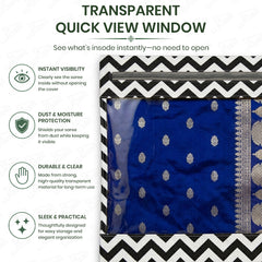 Lukzer 12 Pcs Zigzag Printed Big Size with Zip Closure & Transparent Window Saree Covers (Non-Woven)
