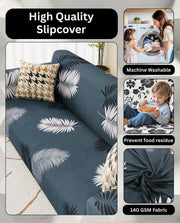 Lukzer Polyester Sofa Cover - Grey Leaves (SC-006-01)