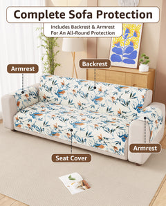 Lukzer Quilted Reversible Marble Mesh Sofa Mat with WaveEdge Ultrasonic Cut (WITH BACK & HAND REST) - SC-204-01WB