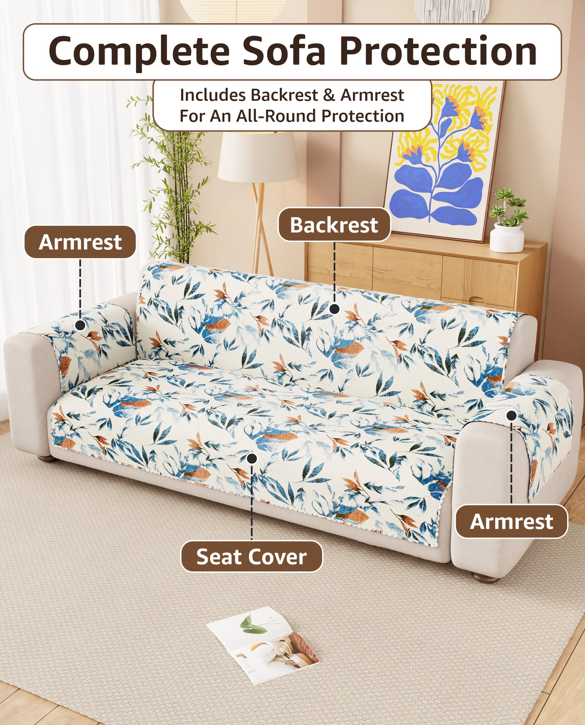 Lukzer Quilted Reversible Marble Mesh Sofa Mat with WaveEdge Ultrasonic Cut (WITH BACK & HAND REST) - SC-204-01WB