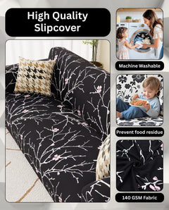 Lukzer Polyester Sofa Cover - Black Stem (SC-001-01)