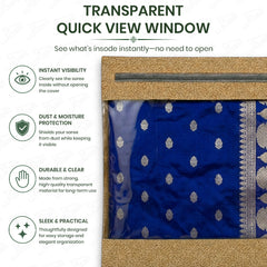 Lukzer 12 Pcs Leather Printed Big Size with Zip Closure & Transparent Window Saree Covers (Non-Woven)