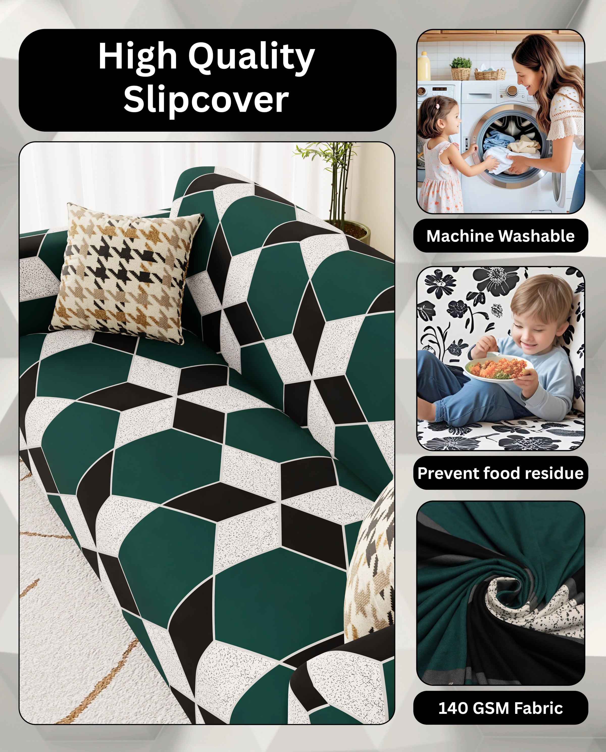 Lukzer Polyester Sofa Cover - Honeycomb (SC-040-01)
