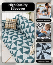 Lukzer Polyester Sofa Cover - Grey & White Triangle (SC-037-01)