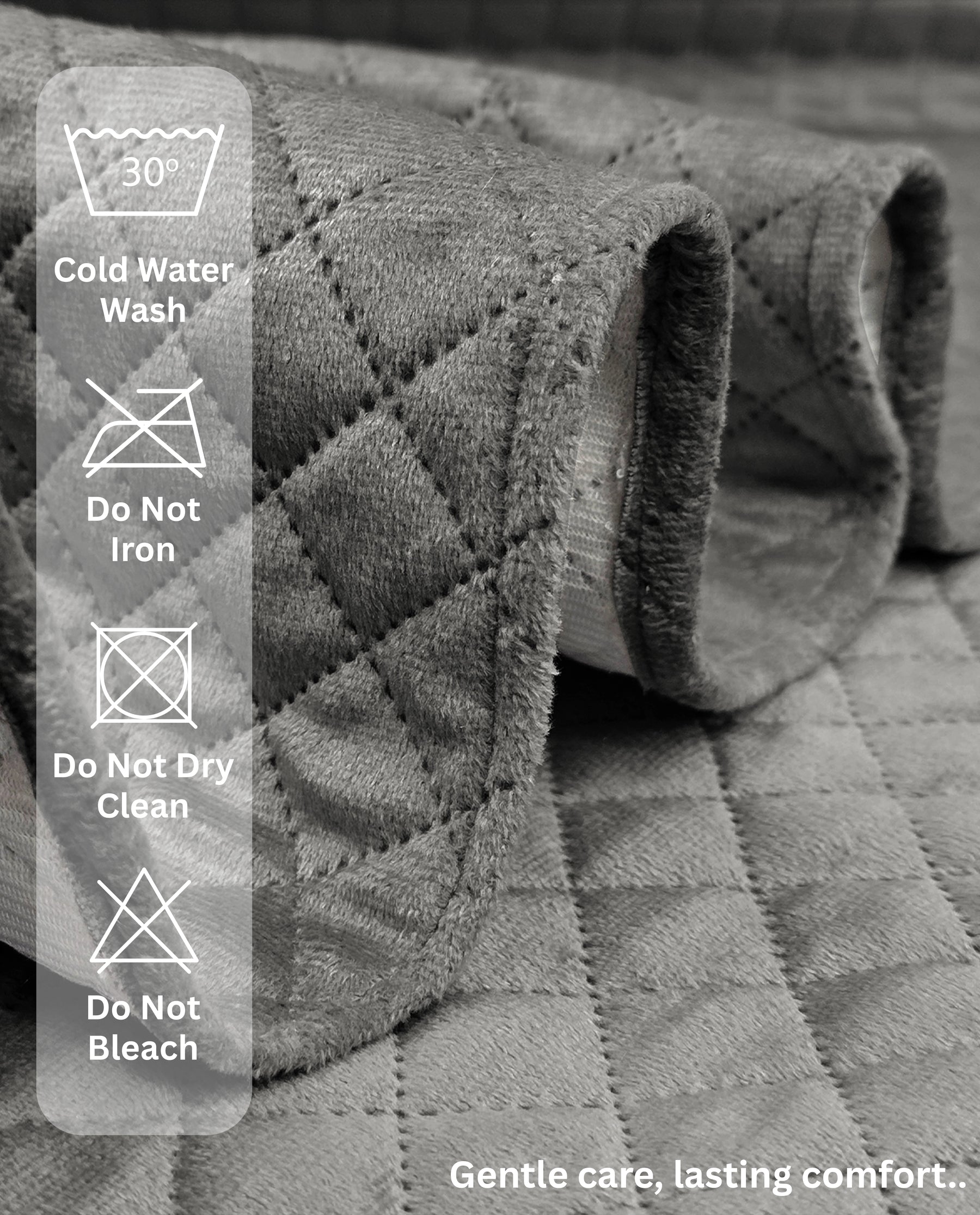 Lukzer Quilted Velvet Sofa Mat Silver Dust (SC-196-01)