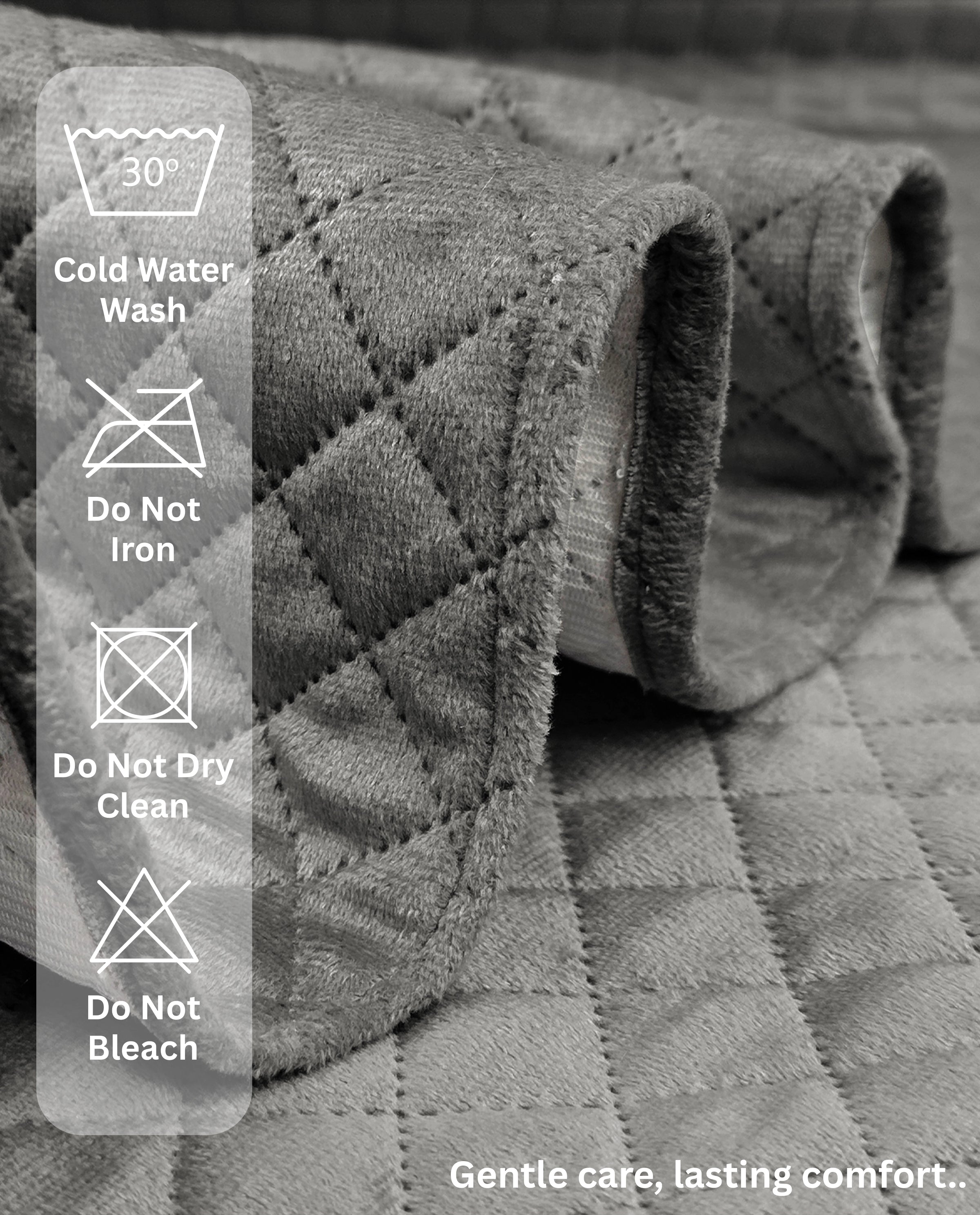 Lukzer Quilted Velvet Sofa Mat Silver Dust (SC-196-01)