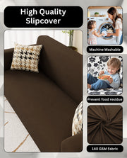 Lukzer Polyester Sofa Cover  Plain Brown (SC-031-01)